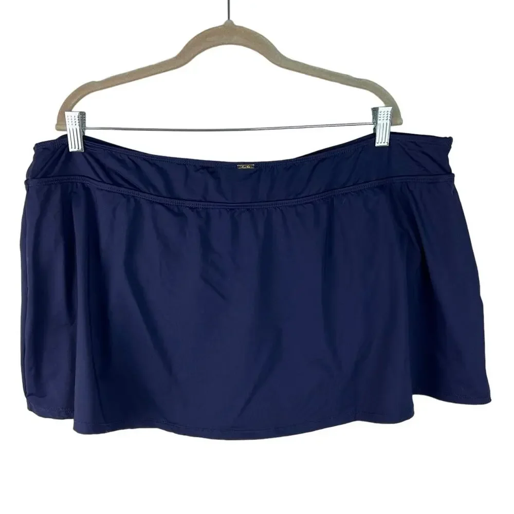 Anne Cole Womens Plus Size Classic Solid Swim Skirt Navy 22W